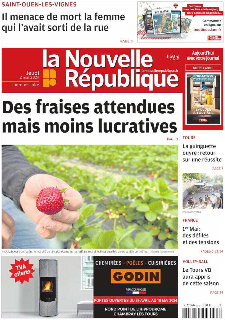 Portada de La Nouvelle Republique (Francia)