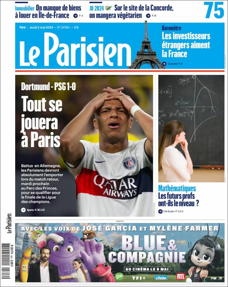 Portada de Le Parisien (Francia)