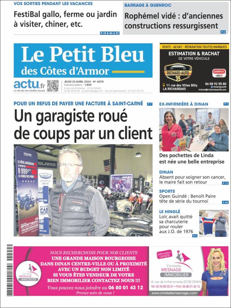 Portada de Le Petit Bleu (Francia)