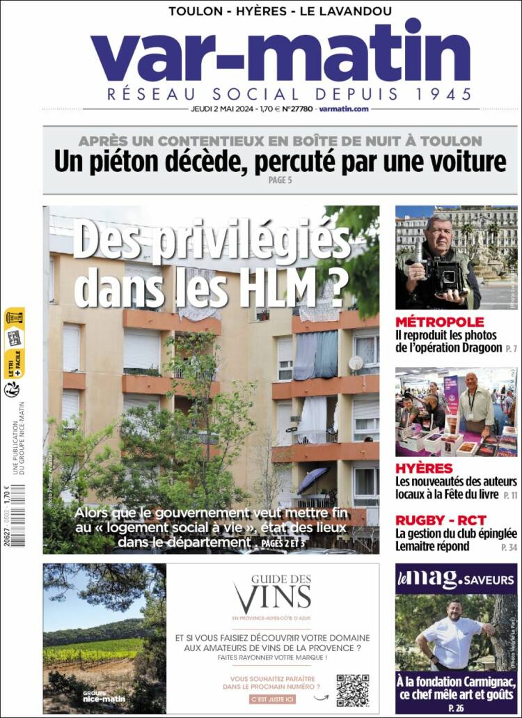 Portada de Var-Matin (Francia)