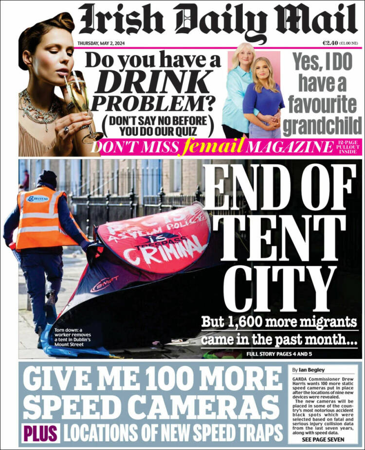 Portada de Irish Daily Mail (Irlanda)