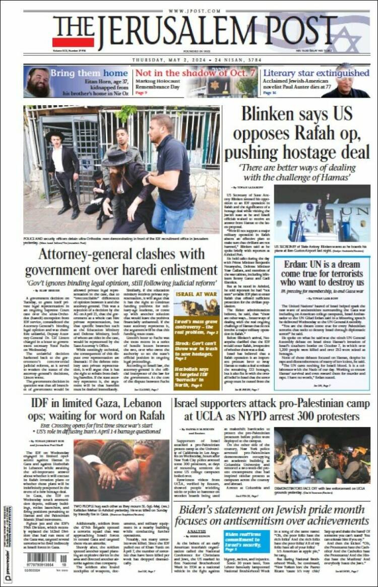 Portada de The Jerusalem Post (Israel)