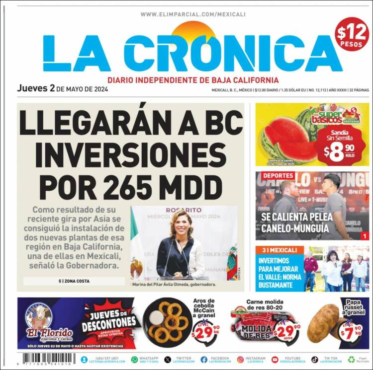 Portada de La Crónica de Baja California (México)