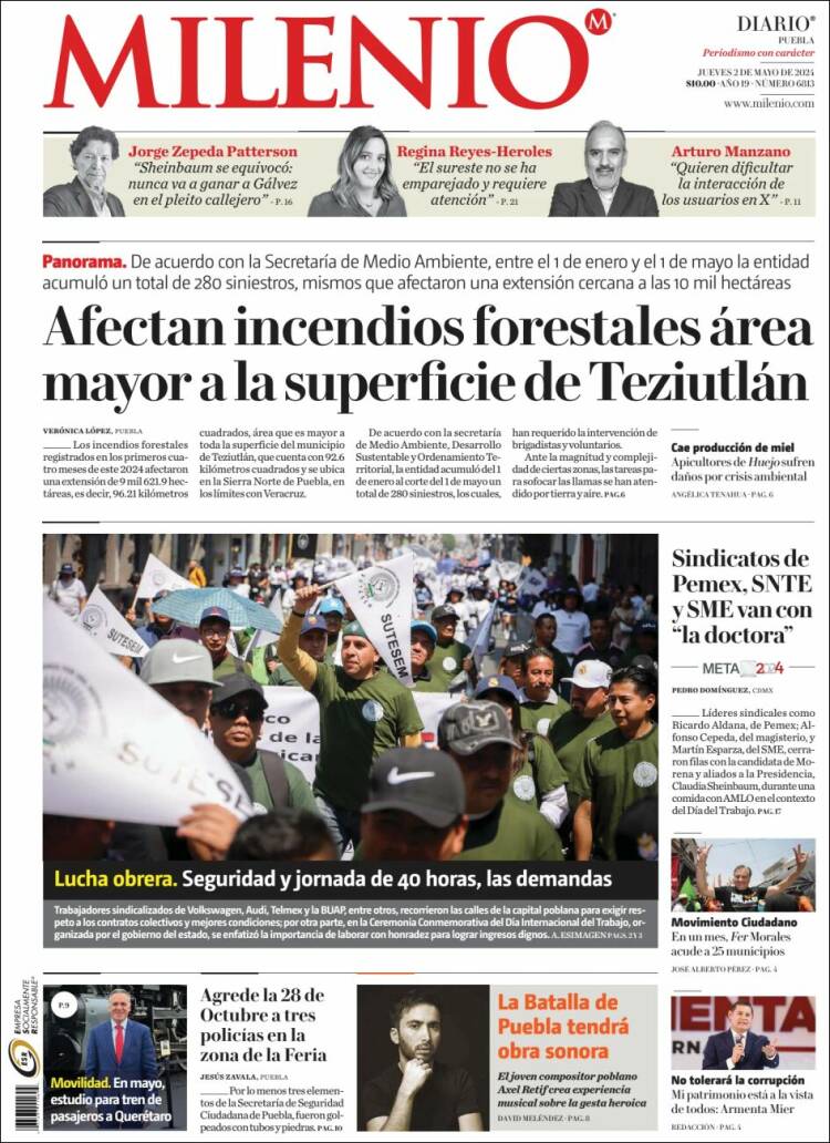 Portada de Milenio de Puebla (México)