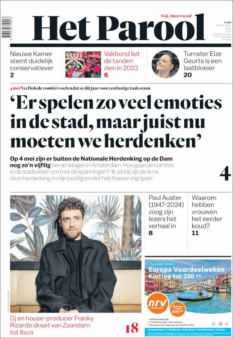 Portada de Het Parool (Pa&iacute;ses Bajos)