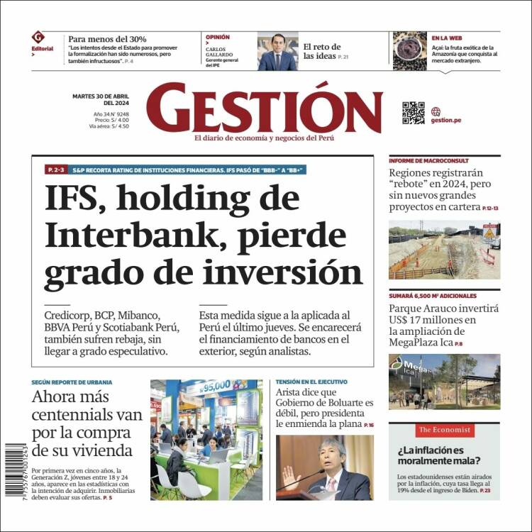 Portada de Diario Gestión (Per&uacute;)