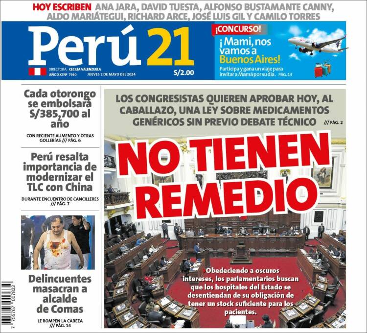 Portada de Perú 21 (Per&uacute;)
