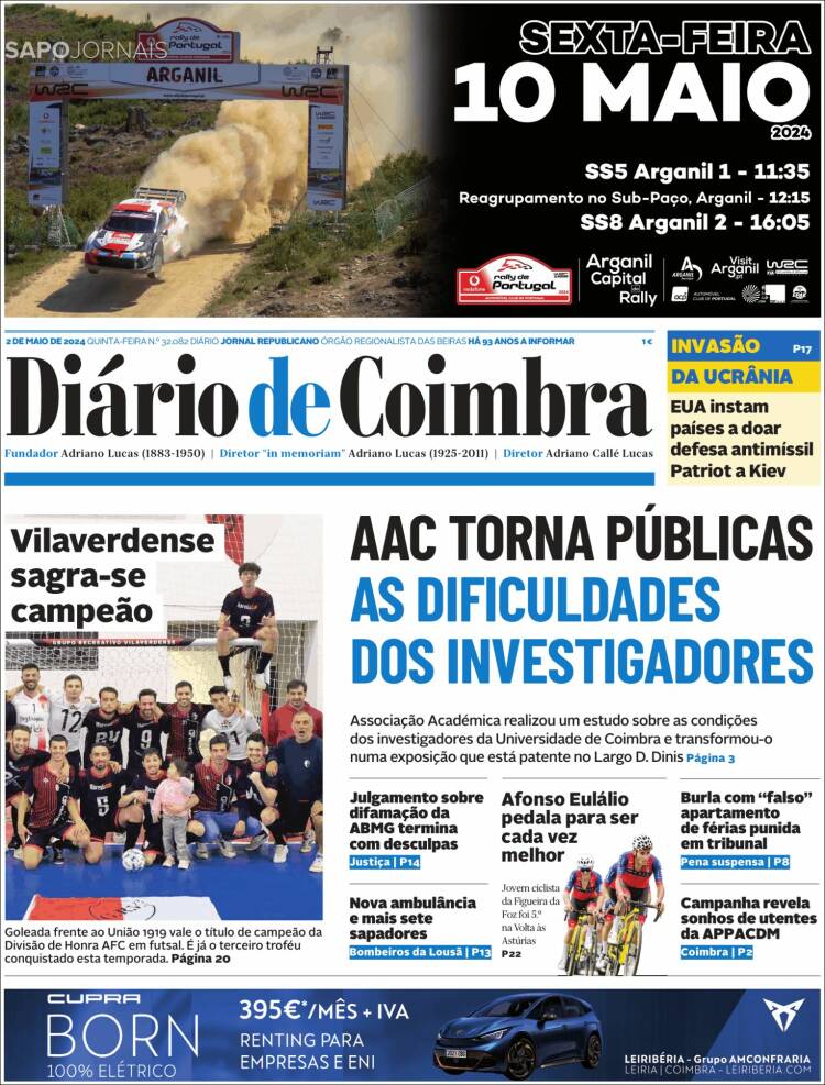 Portada de Diário de Coimbra (Portugal)