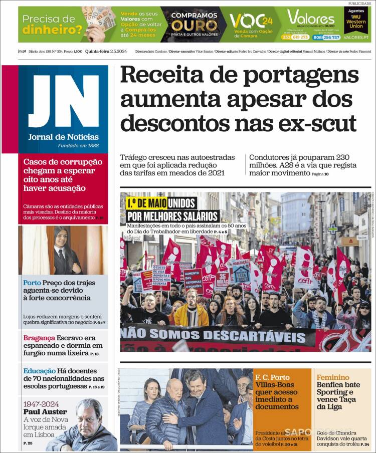 Portada de Jornal de Notícias (Portugal)