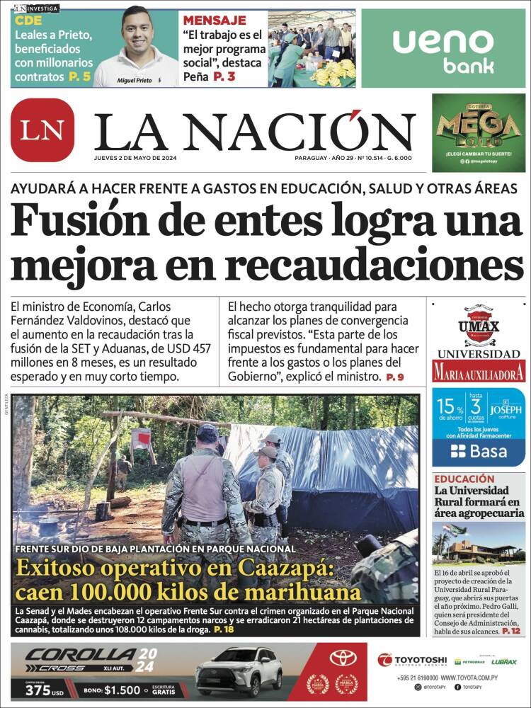 Portada de La Nación (Paraguay)