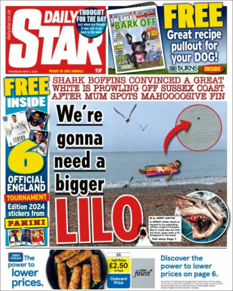Portada de Daily Star (Reino Unido)