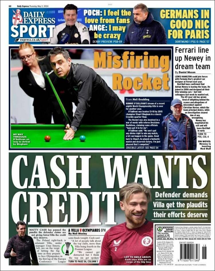 Portada de Express Sport (Reino Unido)