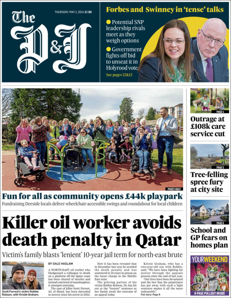 Portada de The Press and Journal (Reino Unido)