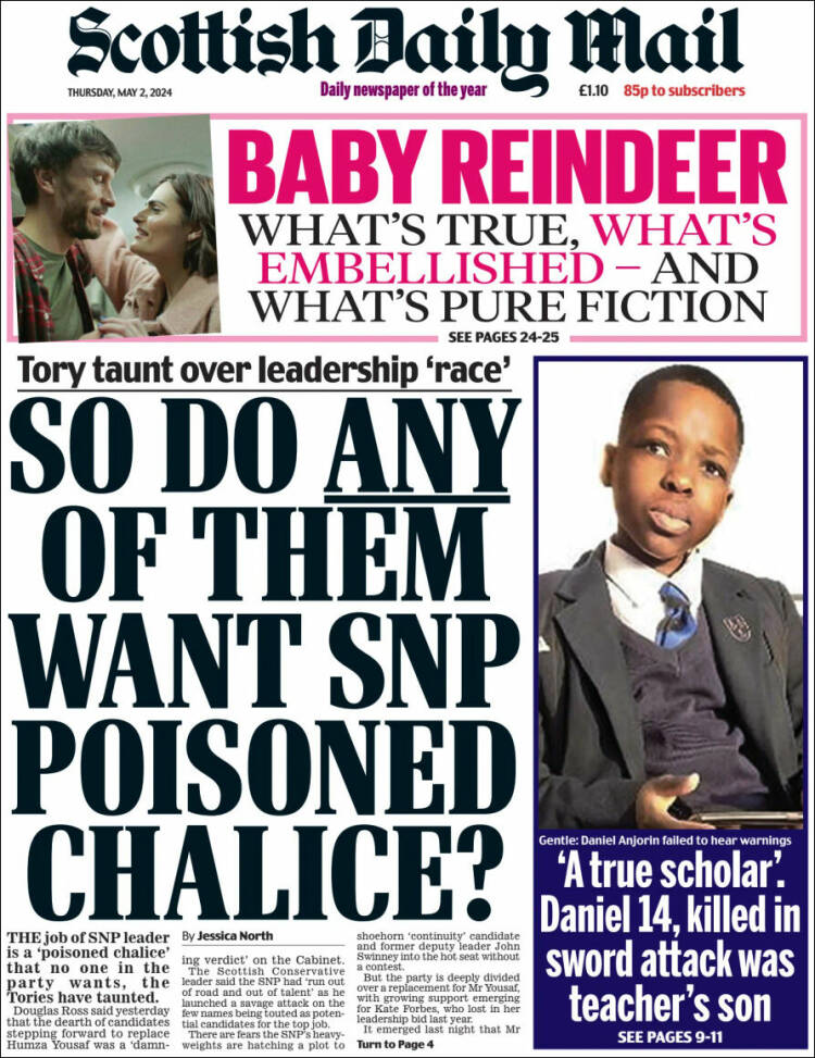 Portada de Scottish Daily Mail (Reino Unido)