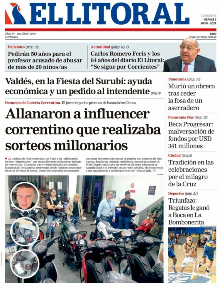Portada de El Litoral Corrientes (Argentina)