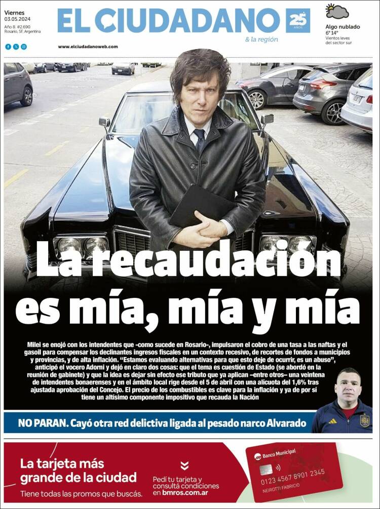Portada de Diario El Ciudadano (Argentina)