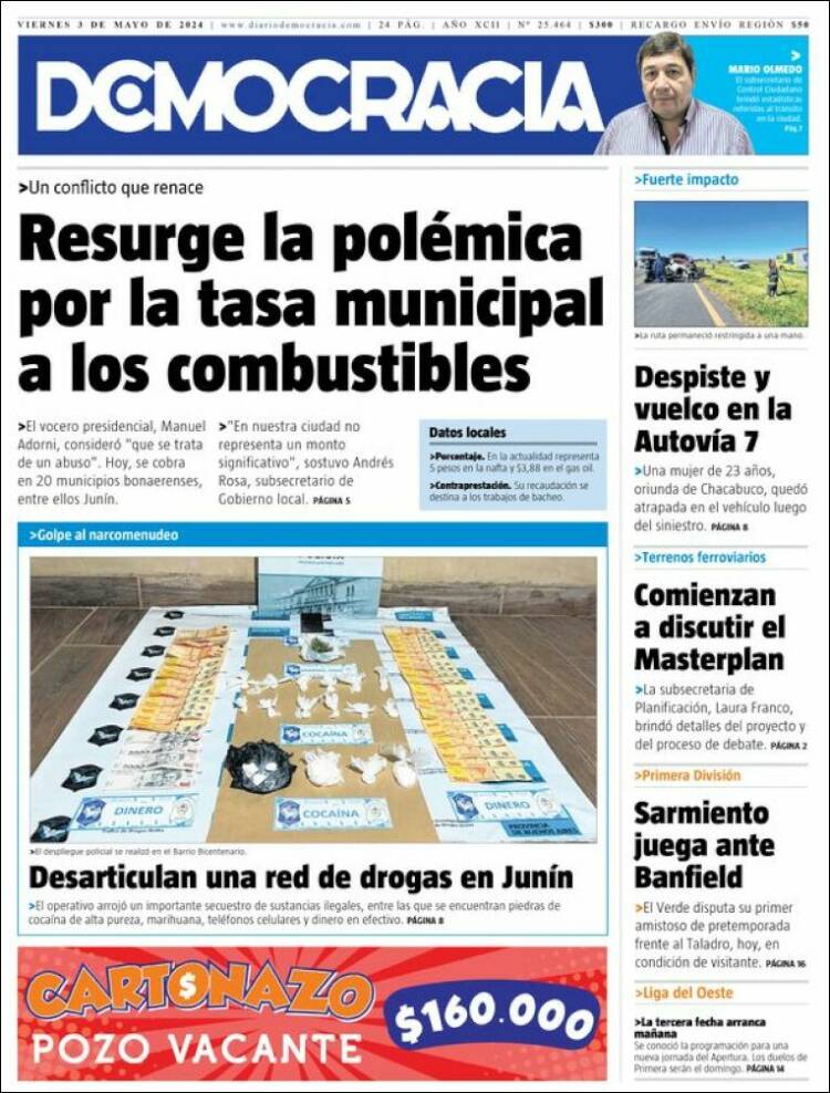 Portada de Diario Democracia (Argentina)