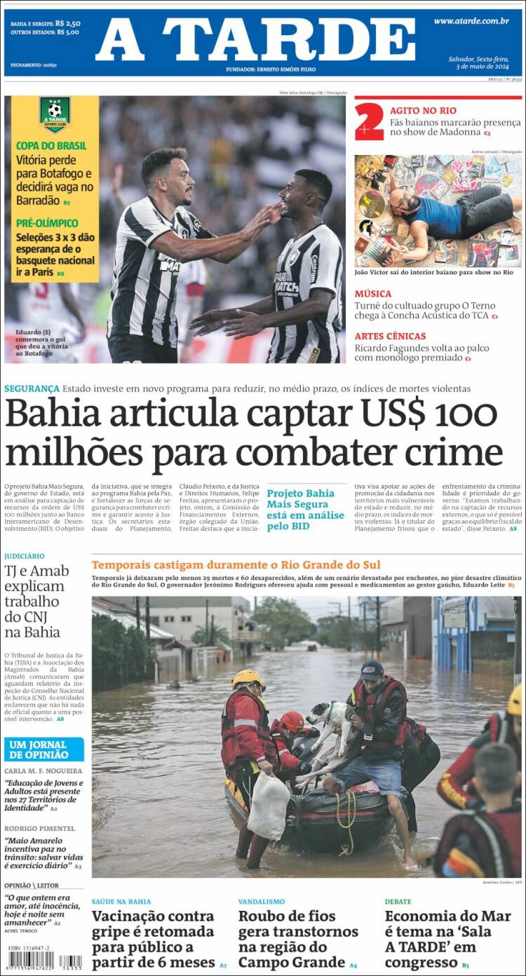 Portada de Diário A Tarde (Brasil)