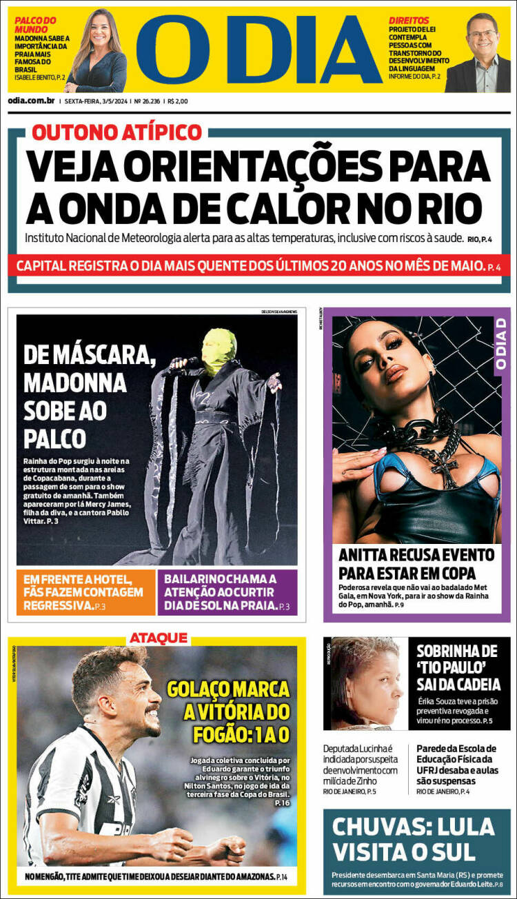 Portada de O Dia (Brasil)