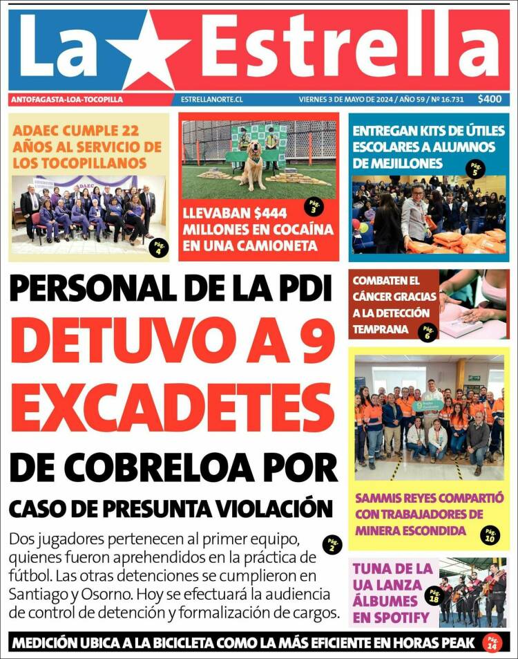 Portada de La Estrella de Loa (Chile)