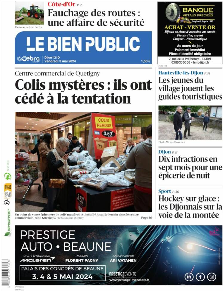 Portada de Le Bien Public (Francia)
