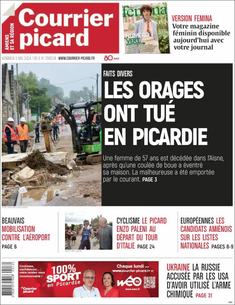 Portada de Courrier Picard (Francia)