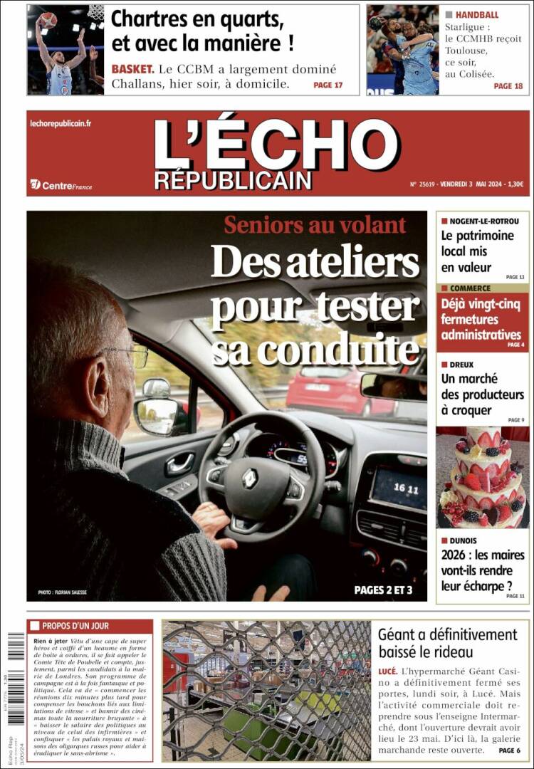 Portada de L'Echo Républicain (Francia)