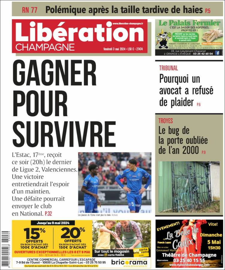 Portada de Libération Champagne (Francia)