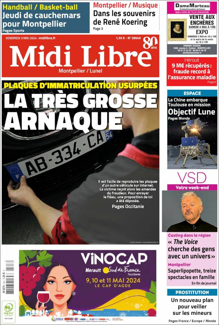 Portada de Midi Libre (Francia)