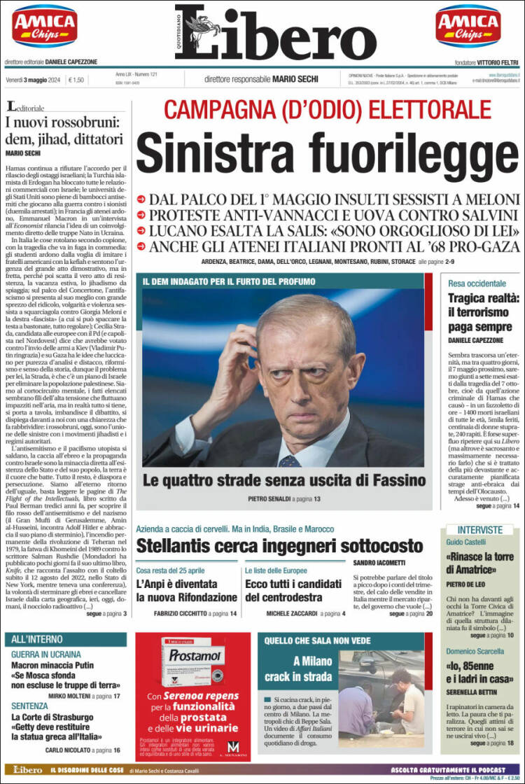Portada de Libero (Italia)