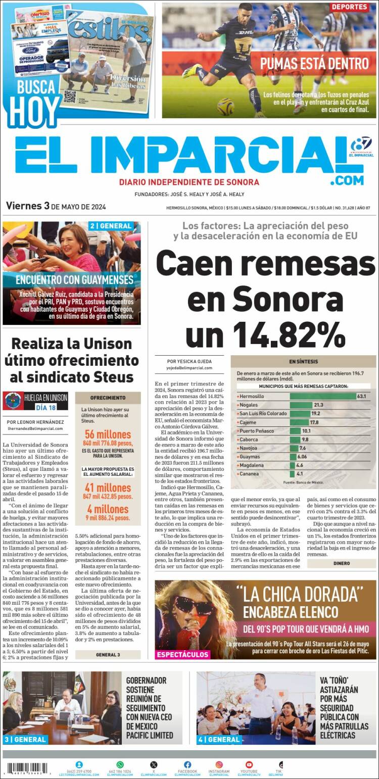Portada de El Imparcial (México)