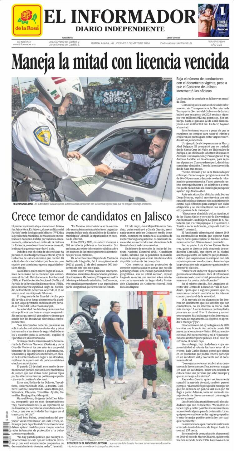 Portada de El Informador (México)