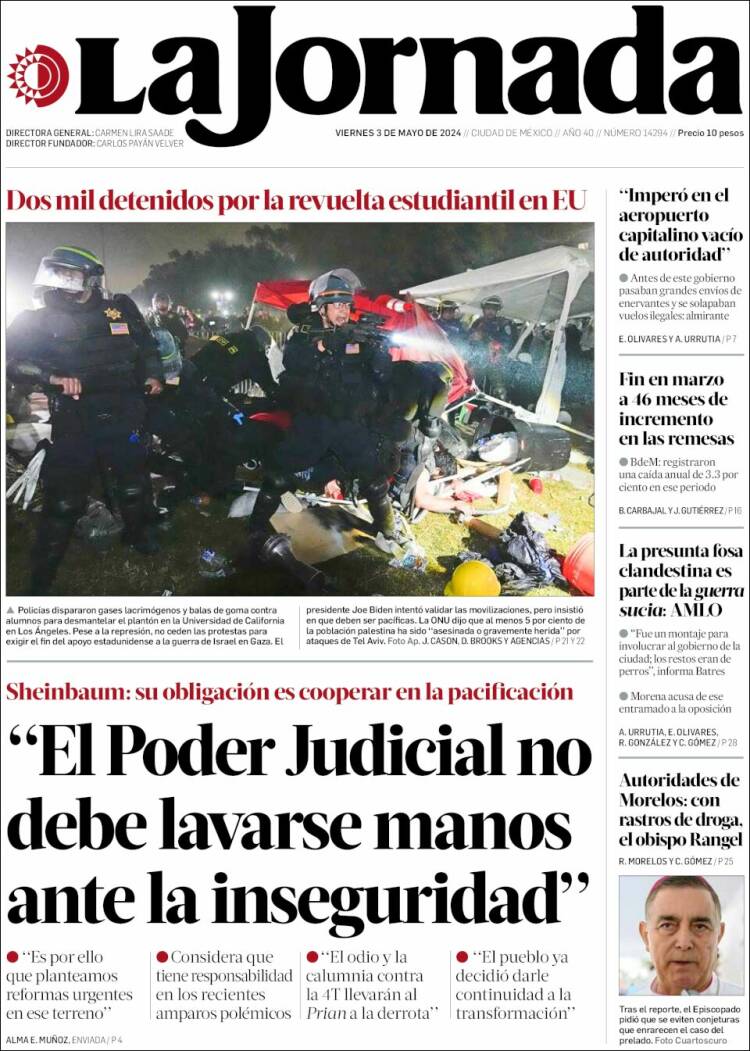 Portada de La Jornada (México)
