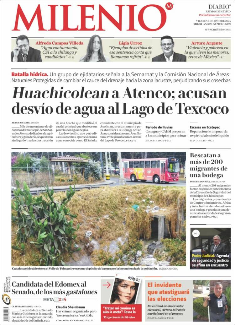 Portada de Milenio - Estado de México (México)