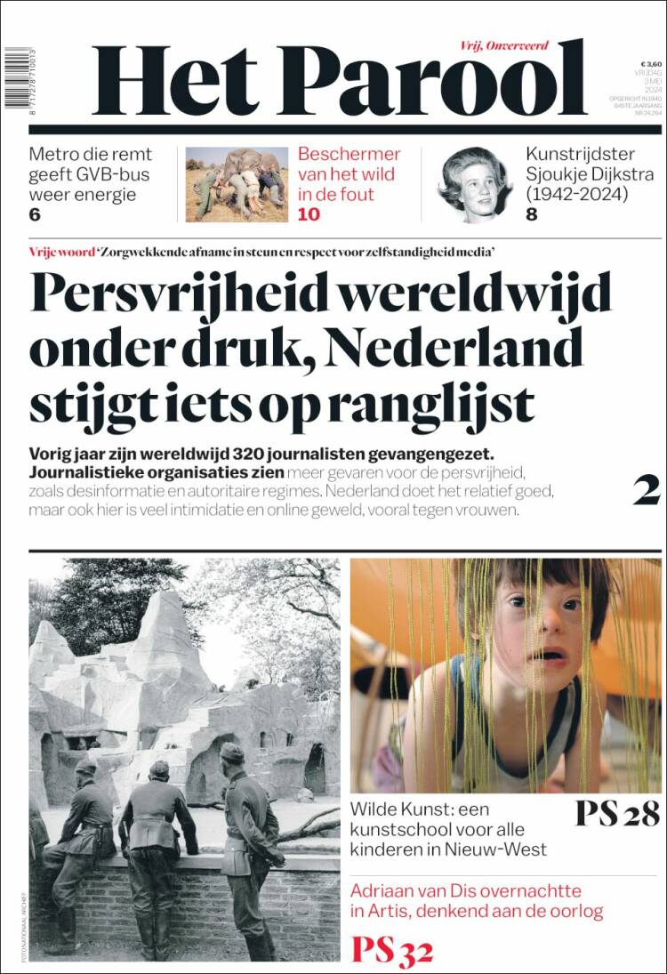 Portada de Het Parool (Pa&iacute;ses Bajos)