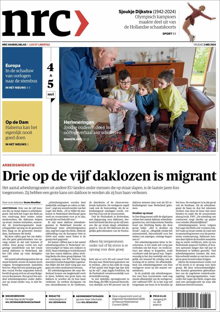 Portada de NRC Handelsblad (Pa&iacute;ses Bajos)