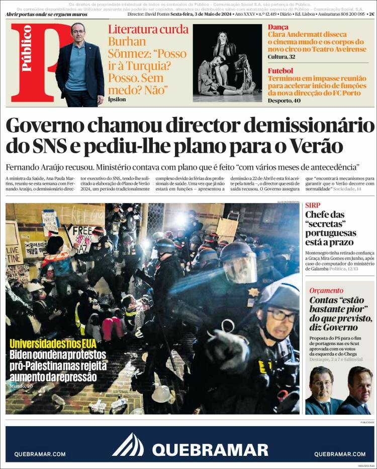 Portada de Público (Portugal)