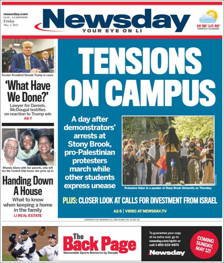 Portada de Newsday (USA)