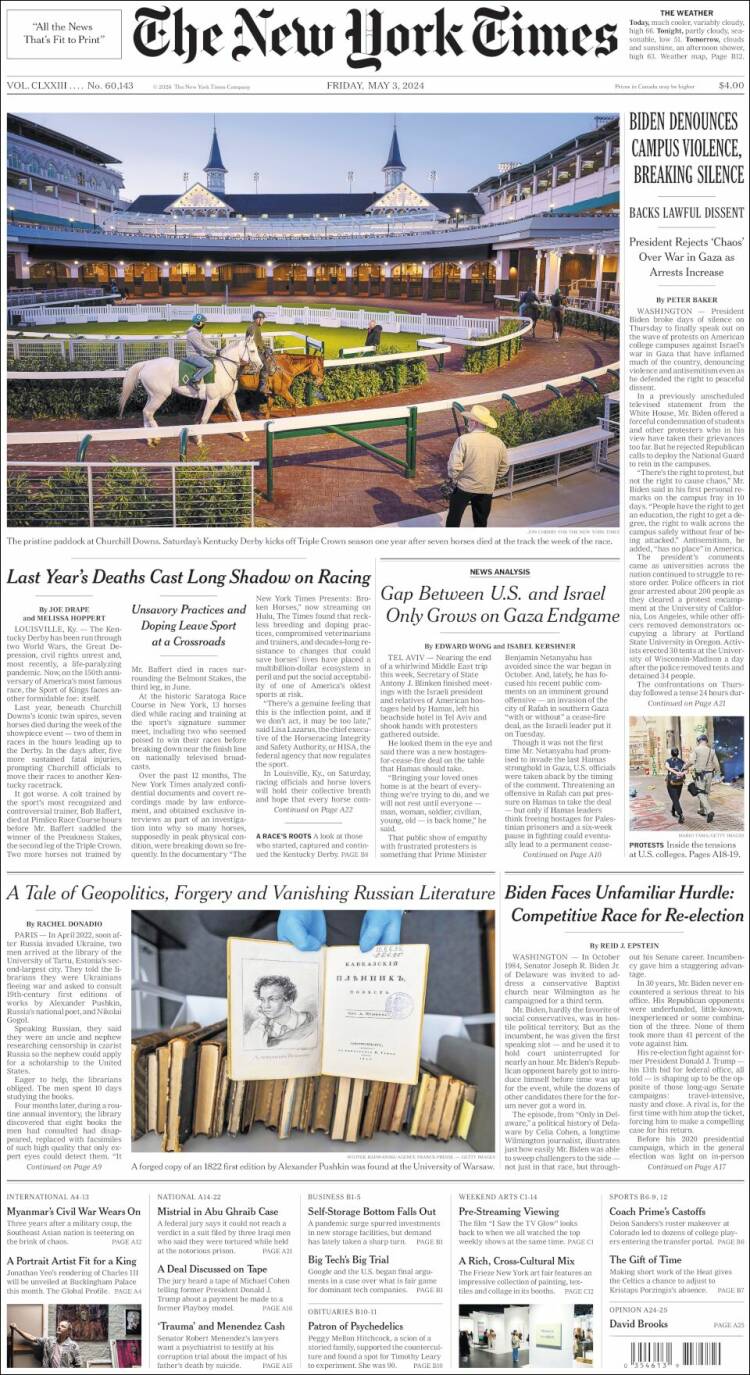 Portada de New York Times (USA)