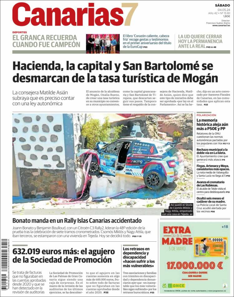 Portada de Canarias 7 (España)