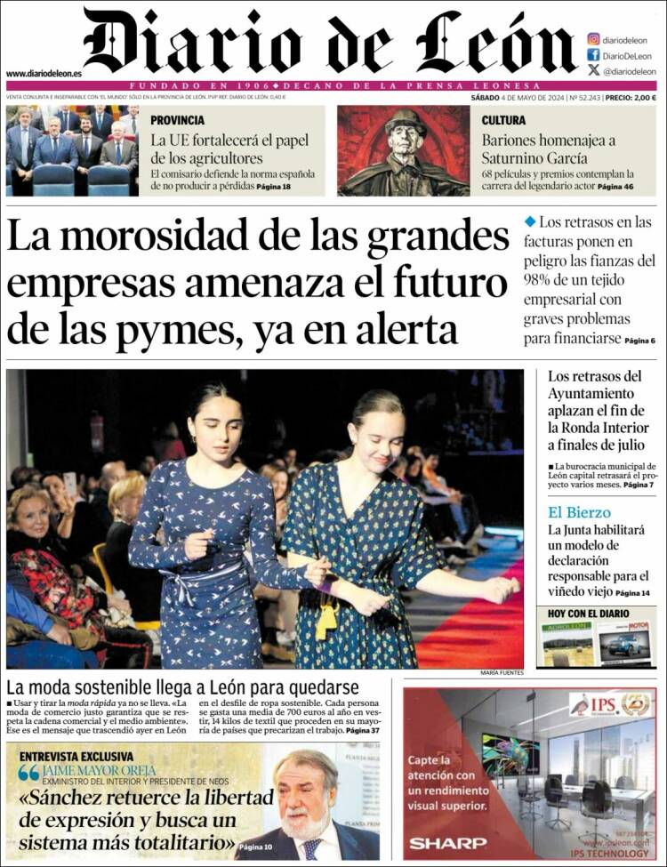 Portada de Diario de León (España)