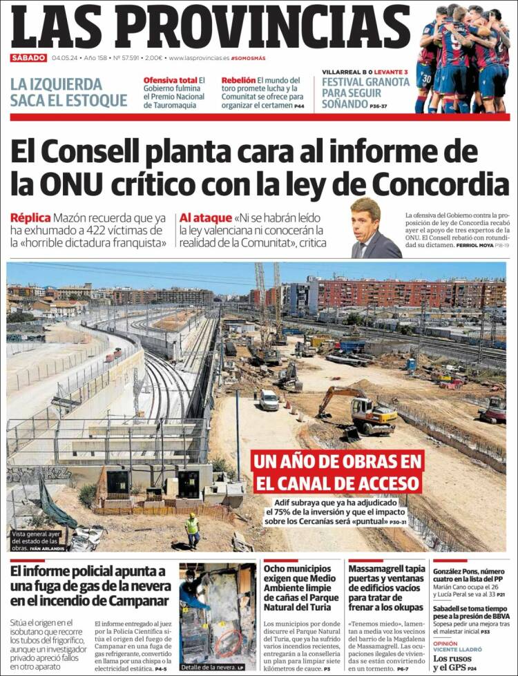 Portada de Las Provincias (España)