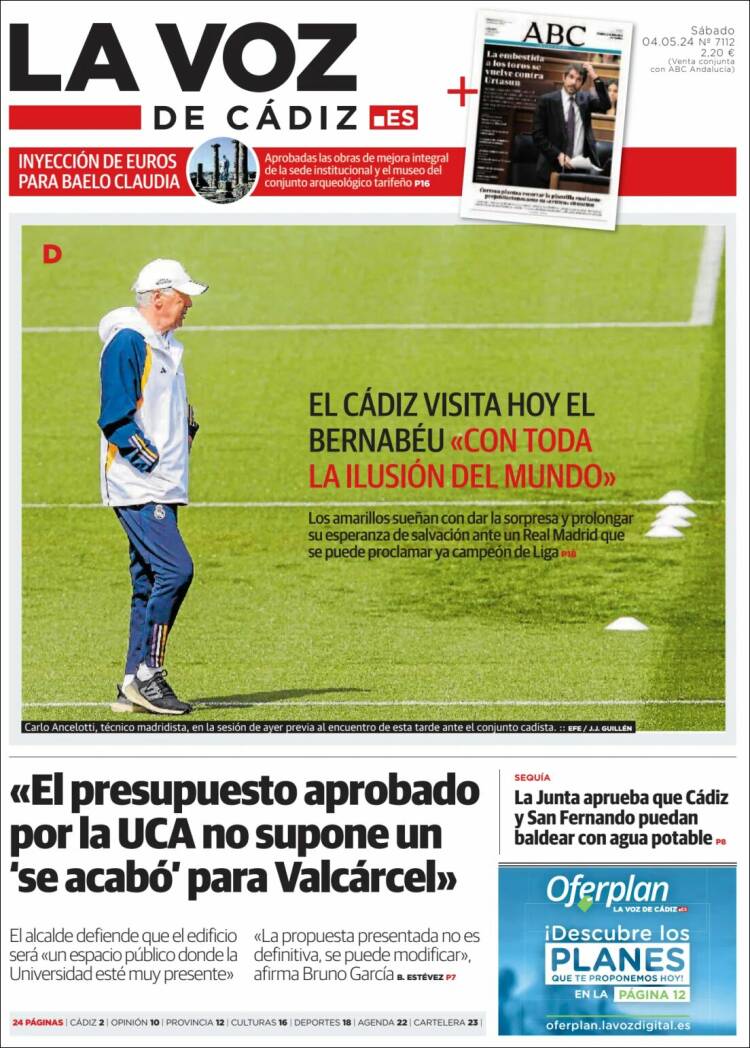 Portada de La Voz de Cádiz (España)