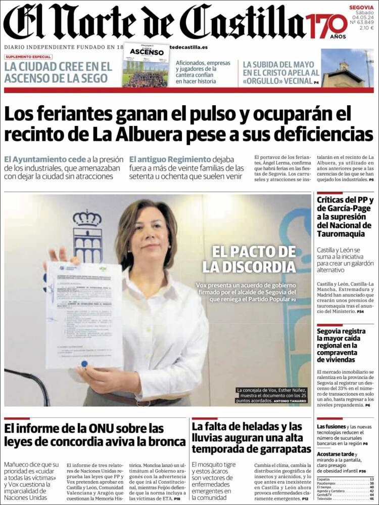 Portada de Norte de Castilla - Segovia (España)