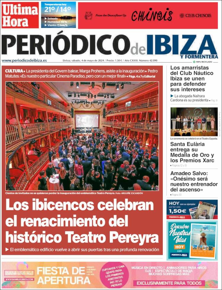 Portada de Periódico de Ibiza (España)