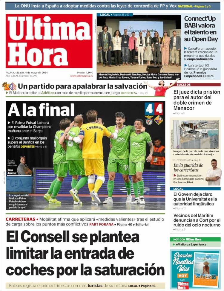 Portada de Última Hora (España)