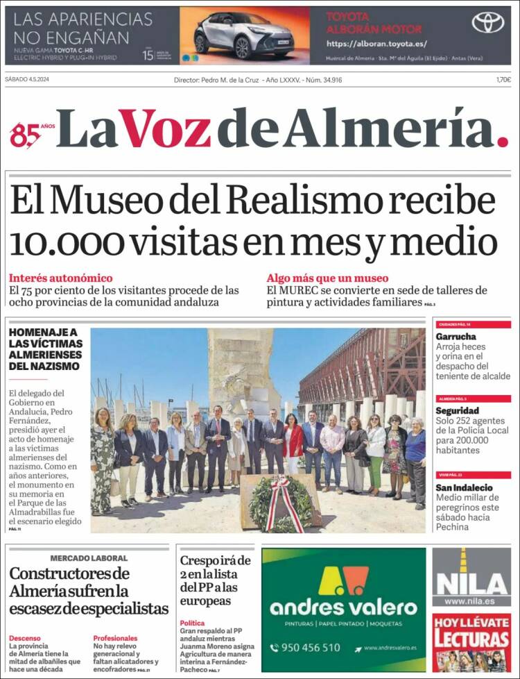 Portada de La Voz de Almería (España)