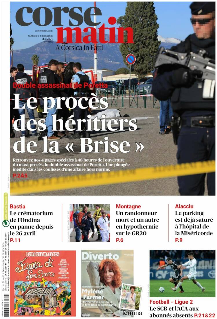 Portada de Corse-Matin (Francia)