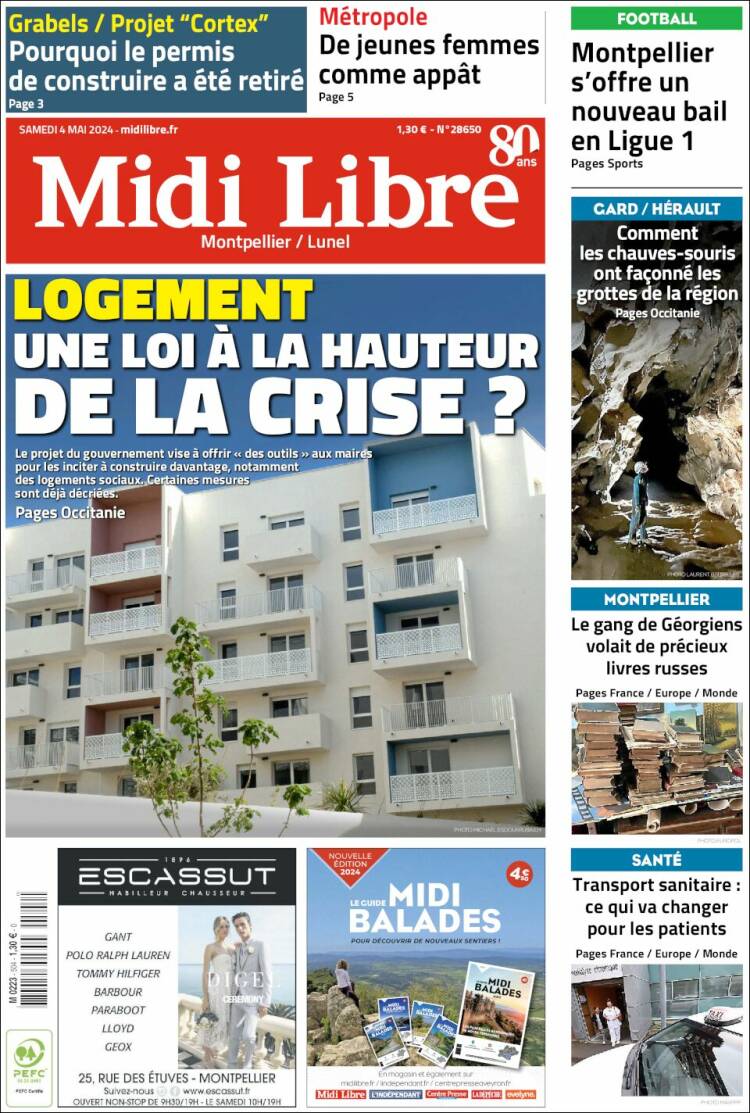 Portada de Midi Libre (Francia)