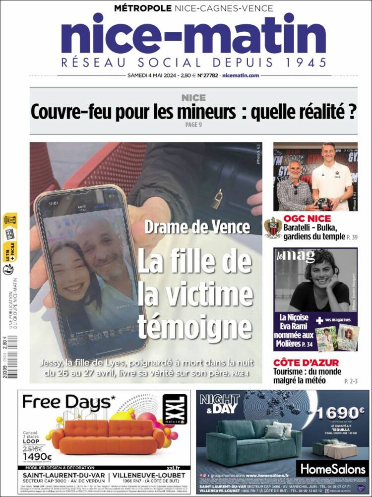 Portada de Nice-Matin (Francia)
